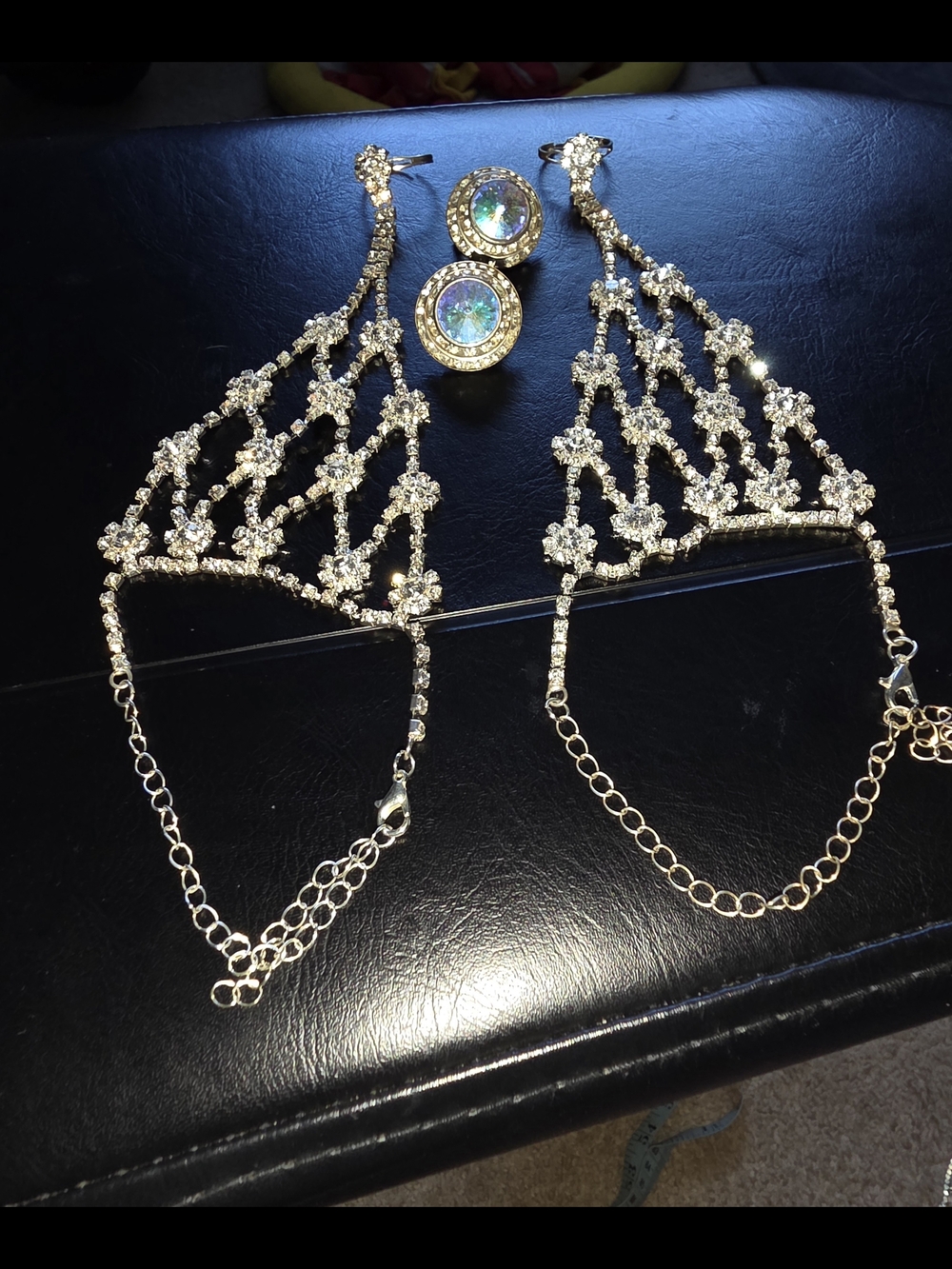 Crystal Hand Chain Bracelets and Earrings Set